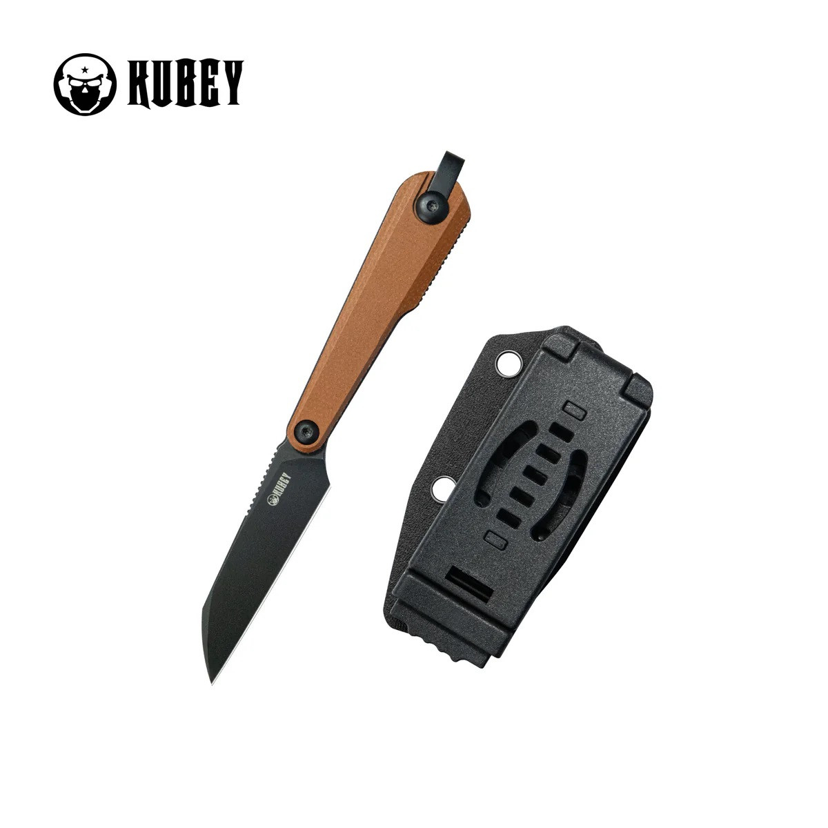 Kubey YAG Fixed Blade Knife Brown Micarta Handle 14C28N Sheepsfoot