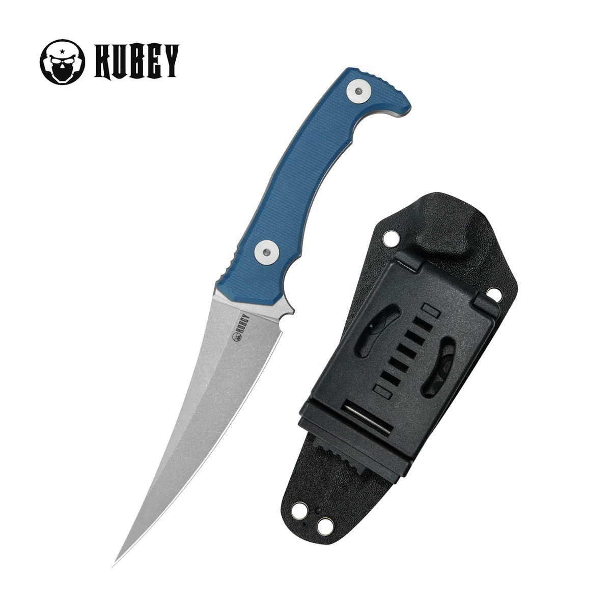 Kubey Sicarii Fixed Blade Knife Blue Micarta Handle 14C28N Skinner