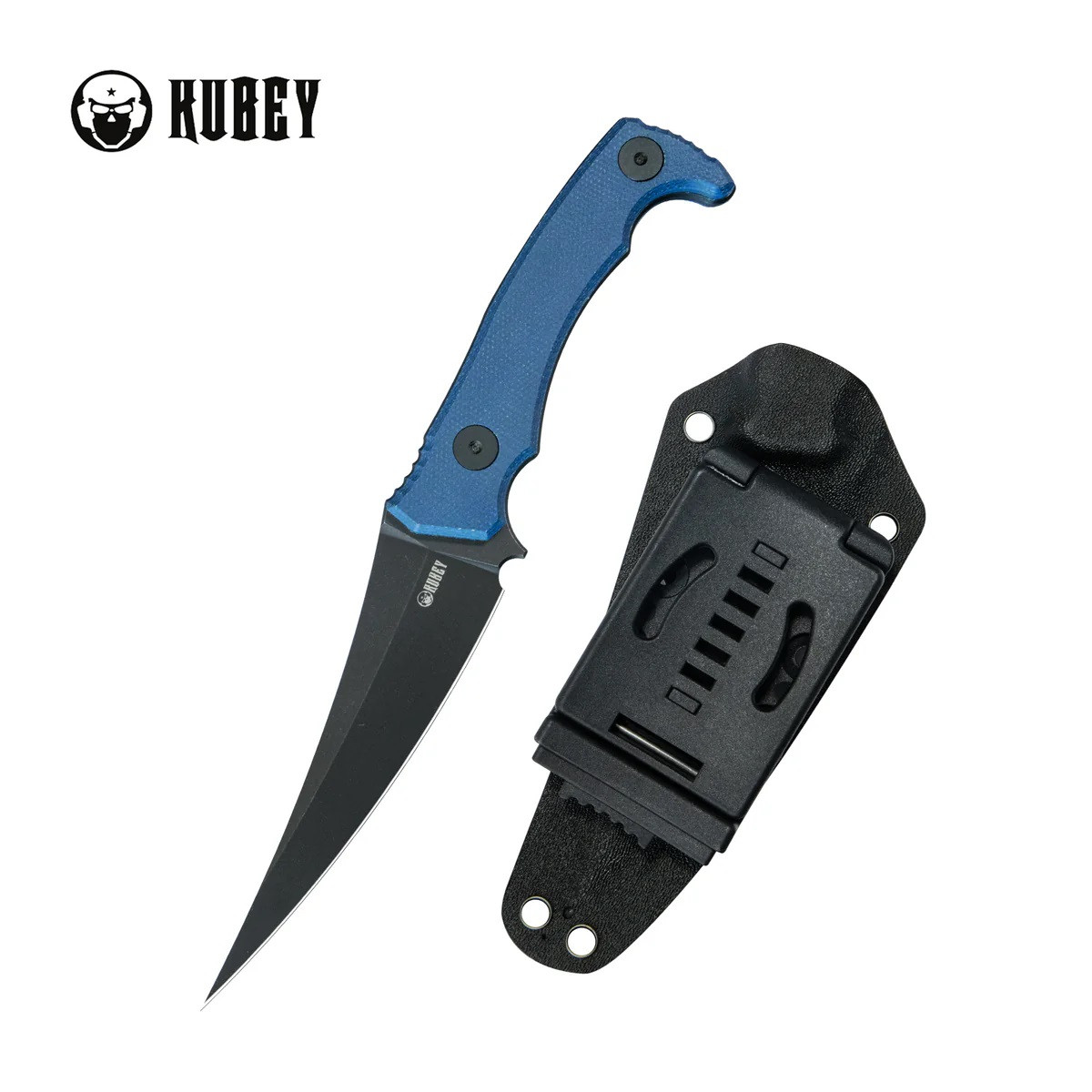 Kubey Sicarii Fixed Blade Knife Blue Micarta Handle 14C28N Skinner