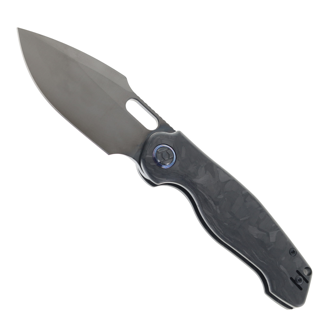 Kunwu Gringo Folding Knife Black Carbon Fiber Handle Elmax Plain