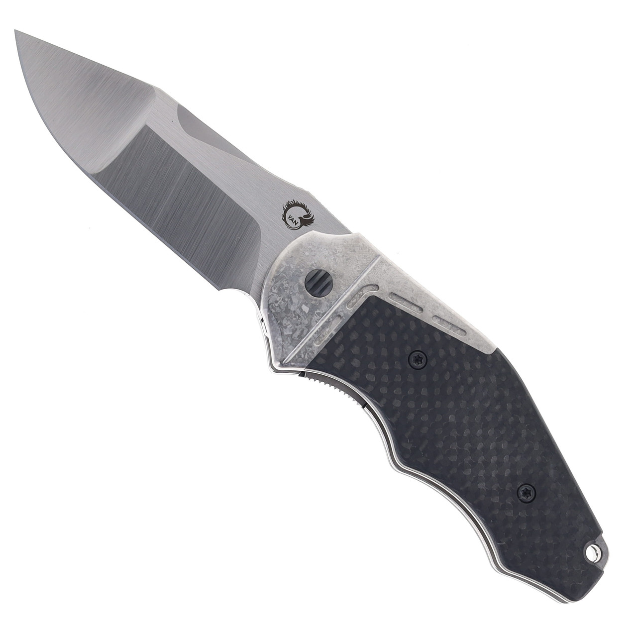 S Yan Knives GTC Cabot Folding Knife Carbon Fiber w/ Crystal