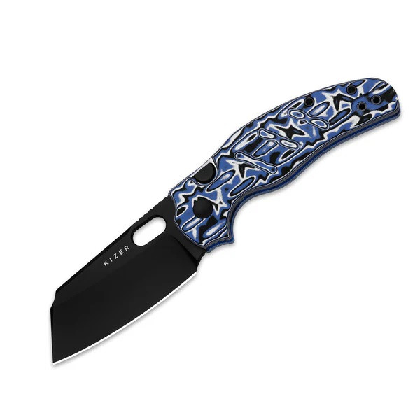 Kizer C01C 2.9 BS Folding Knife Blue Vortex Micarta Handle Nitro-V