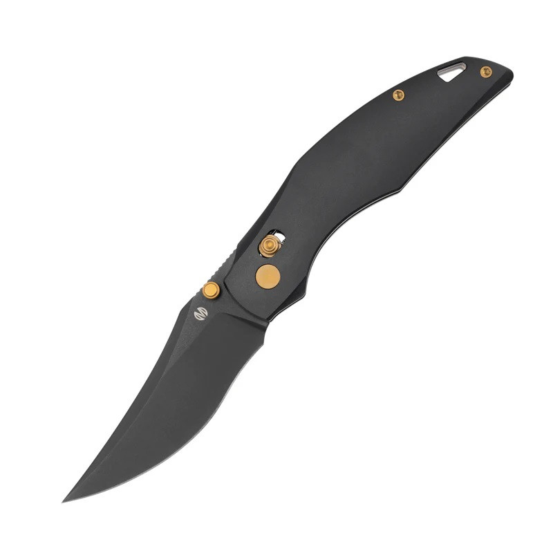 you Molsect Shuttle Folding Knife Black Aluminum Handle 14C28N Clip
