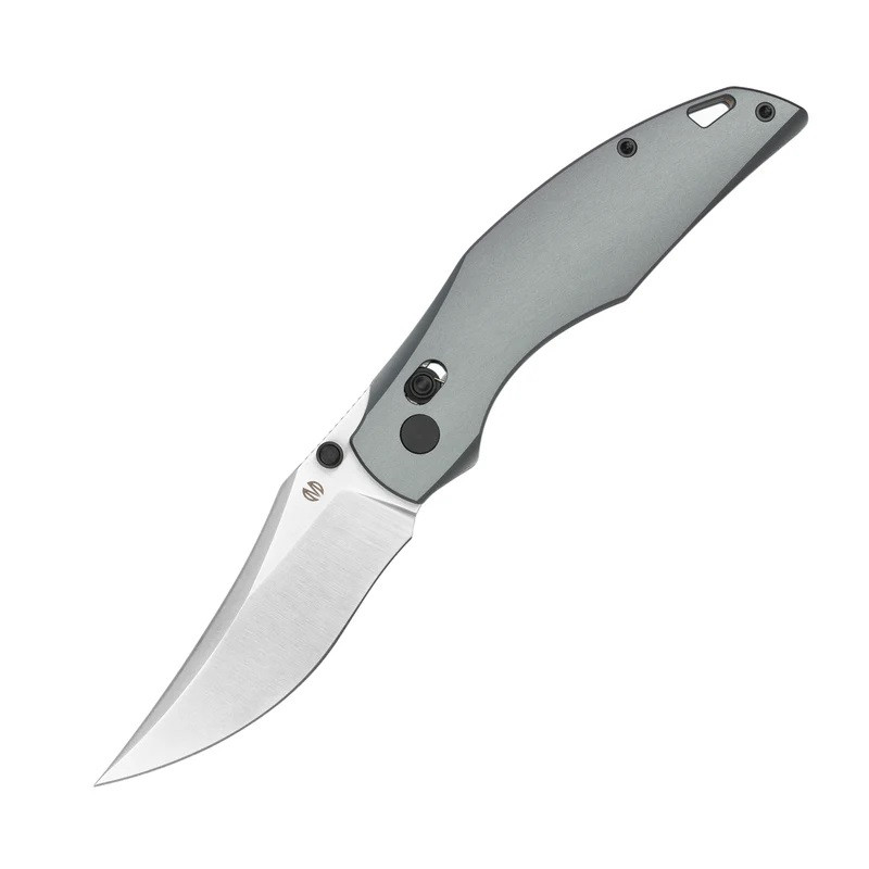 Molsect Shuttle Folding Knife Grey Aluminum Handle 14C28N Clip