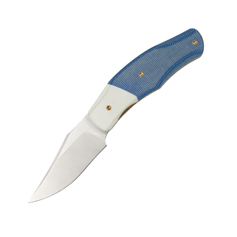 Molsect OldFashioned Folding Knife Blue Micarta/White G10 Handle