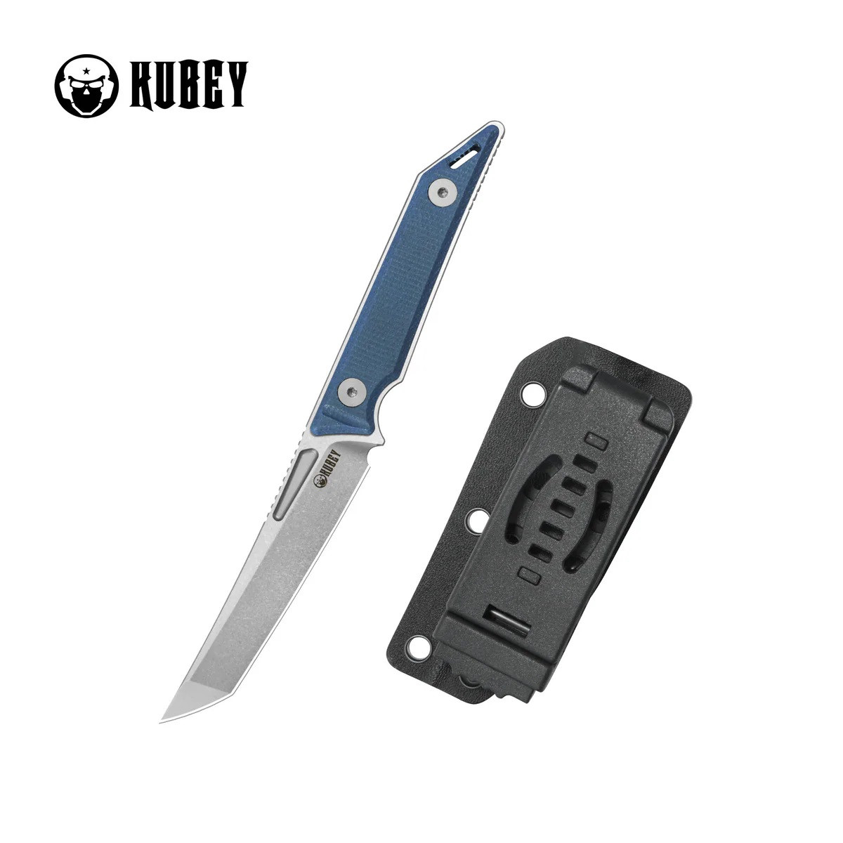 Kubey Goliath Fixed Blade Knife Denim Micarta Handle 14C28N Tanto
