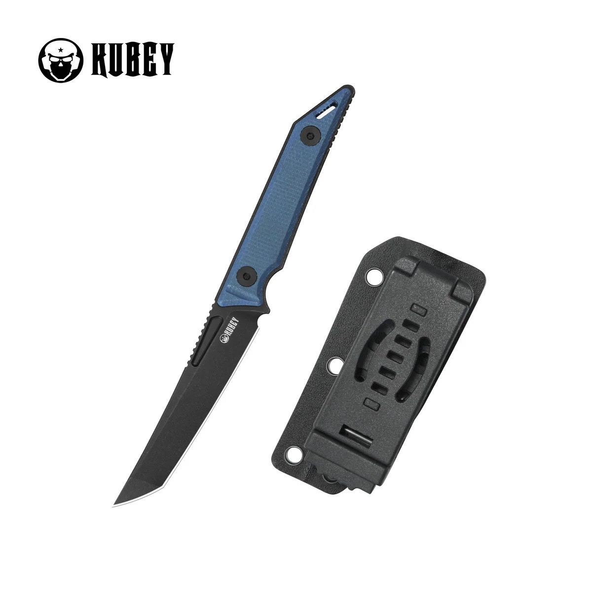Kubey Goliath Fixed Blade Knife Denim Micarta Handle 14C28N Tanto