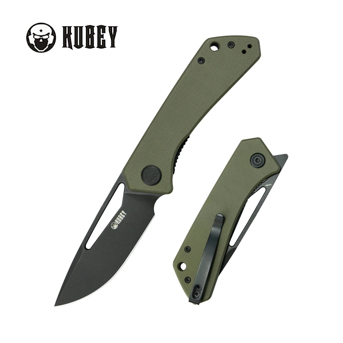 Kubey Thalia Folding Knife Green G10 Handle 14C28N Drop Point