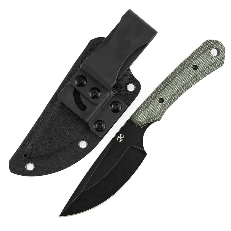 Kansept Flank Fixed Blade Knife Green Micarta Handle D2 Drop Point
