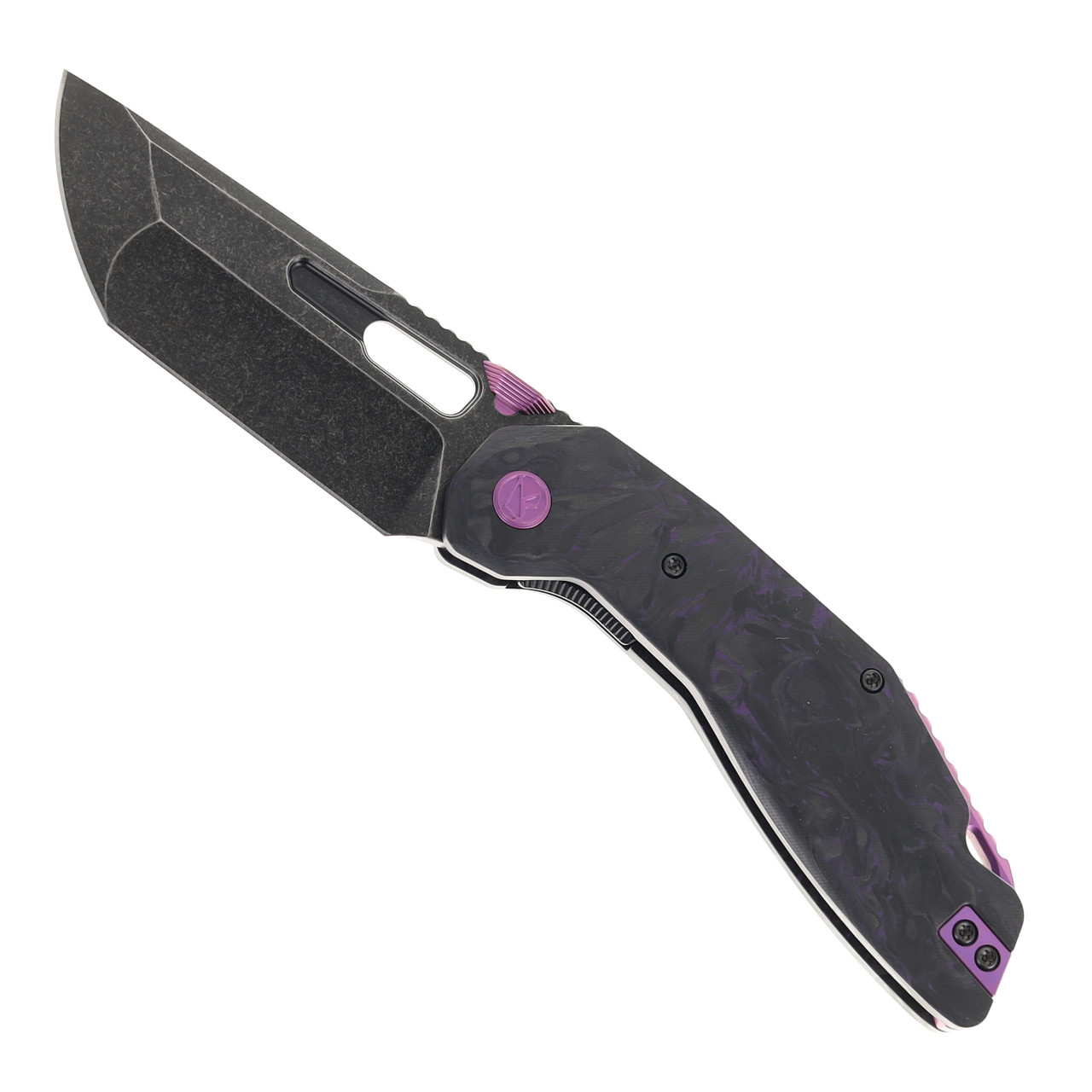 ルース3　Kiyo様 Ketuo Yakuza Folding Knife Purple Carbon Fiber Handle 154CM Plain