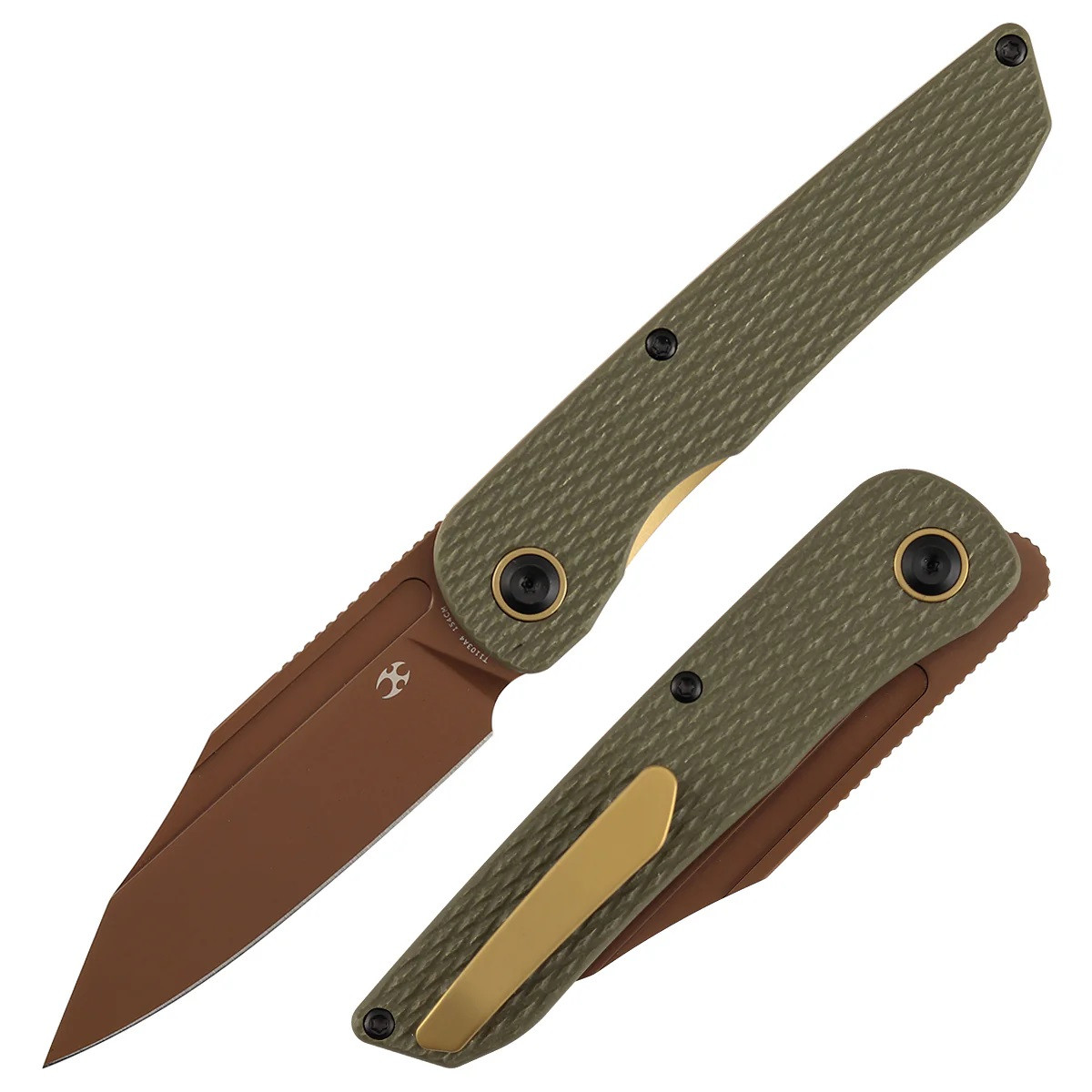 Kansept Nettle Folding Knife Olive Green G10 Handle 154CM Tanto