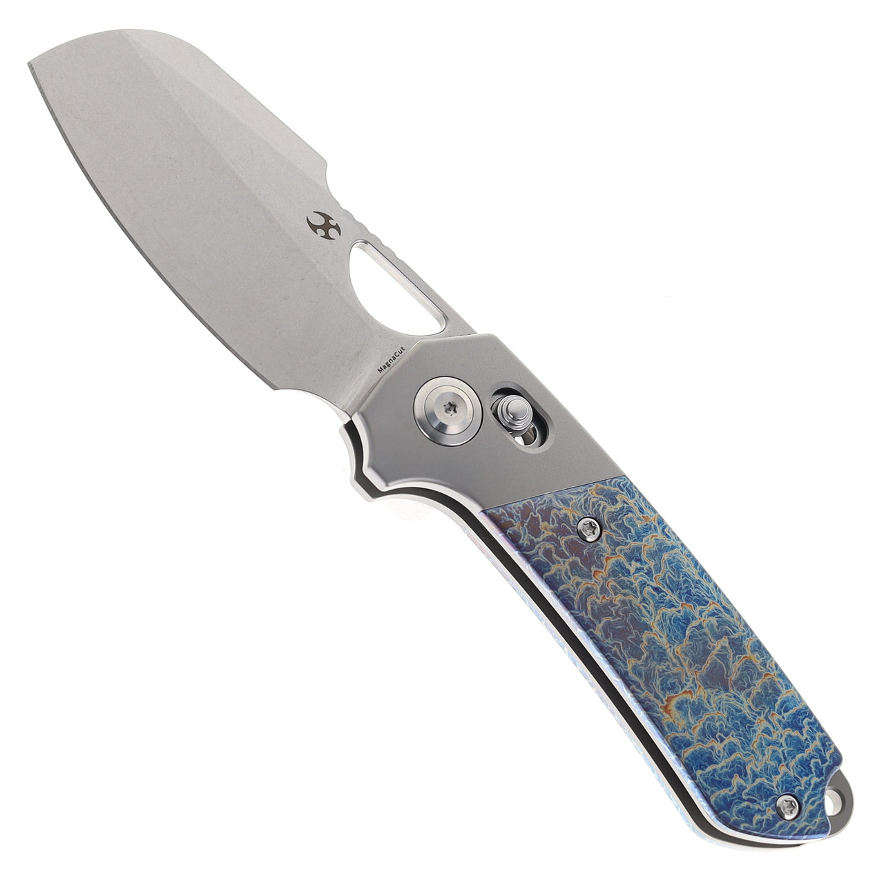 Kansept Nahual Folding Knife Beadblast Lightning Strike Titanium