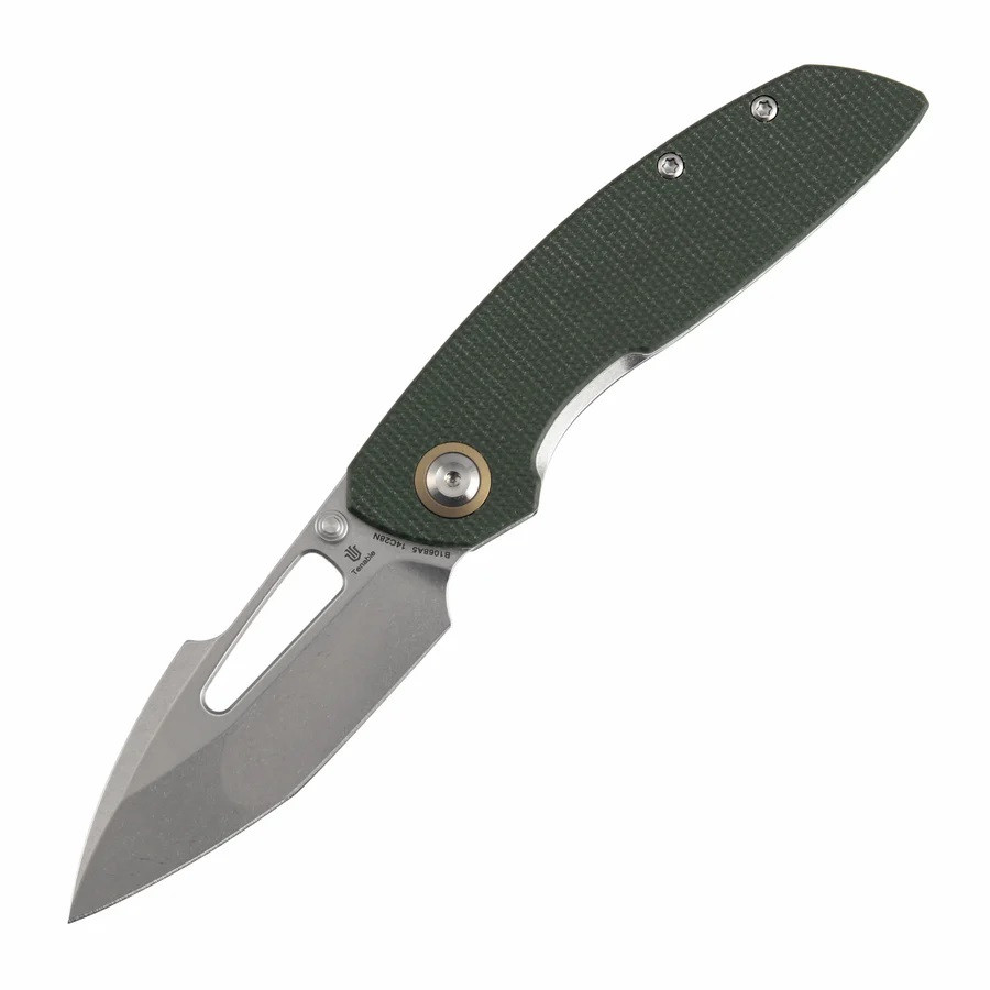 GRIFFIN HARTLAND×VALLICANS×RESISTANT Tenable Link Folding Knife Green Micarta Handle 14C28N Harpoon