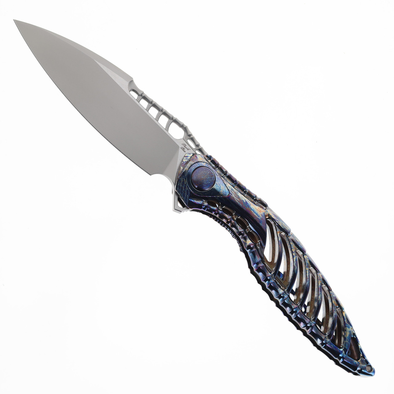 Rike Knife Thor 6 Plus Folding Knife Lightning Ano Titanium Handle