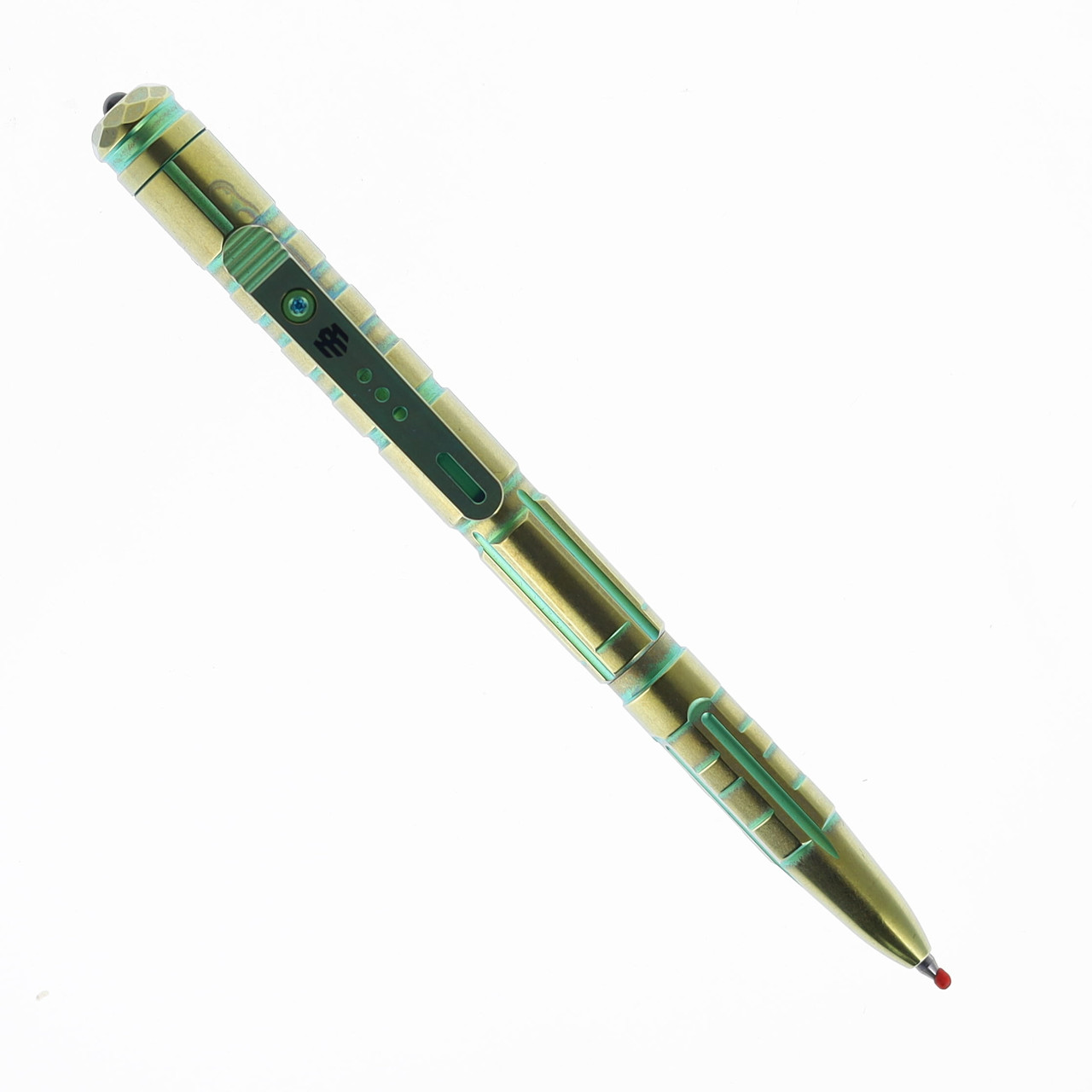 ぺん Remette Tactical Slide Click Pen/Glass Breaker Gold/Green Titanium
