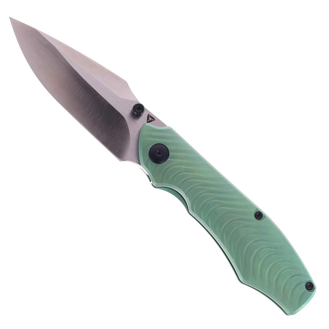 Tuya Dino Folding Knife Green Titanium Handle S90V Plain Edge