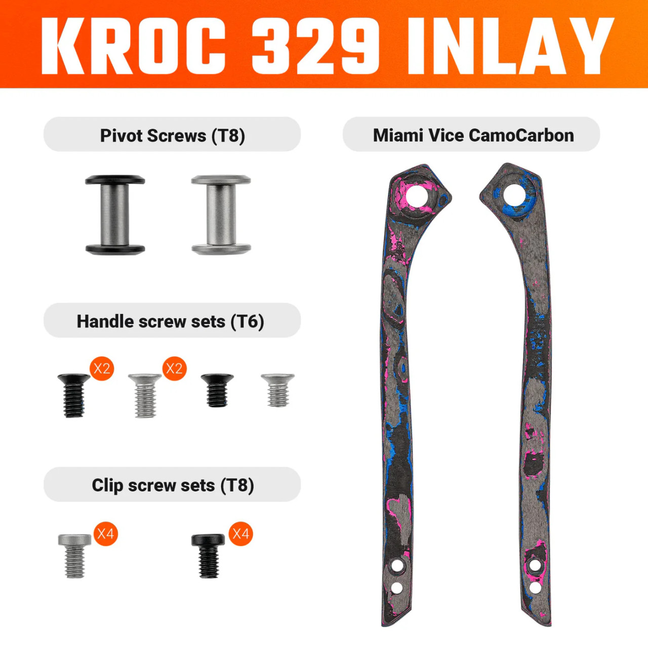 Vosteed Kroc 329 Inlay Kit Miami Vice Camo Carbon Inlay w/Hardware