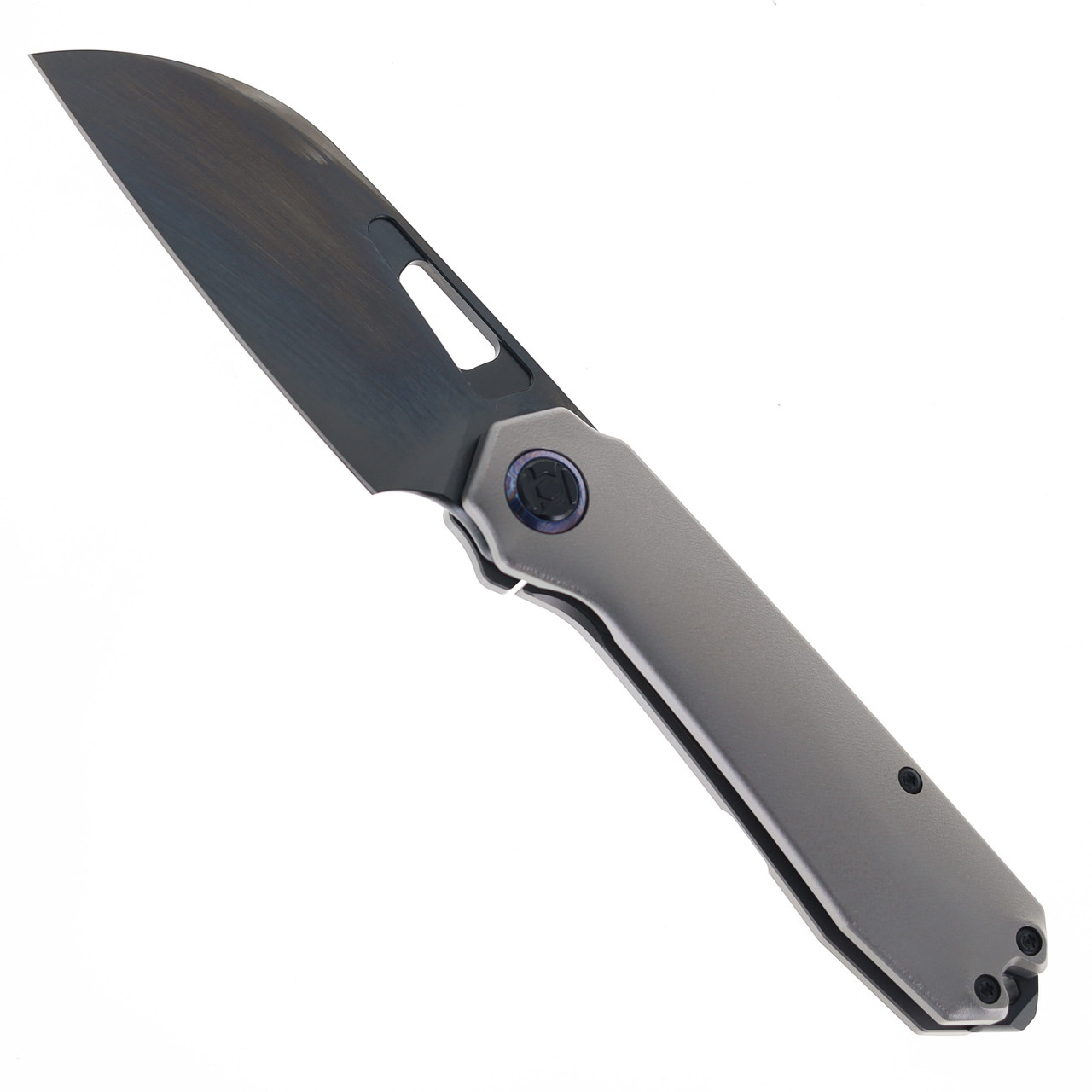 Kunwu Knives Diablo Folding Knife Orange Peel Reverse Tux TItanium