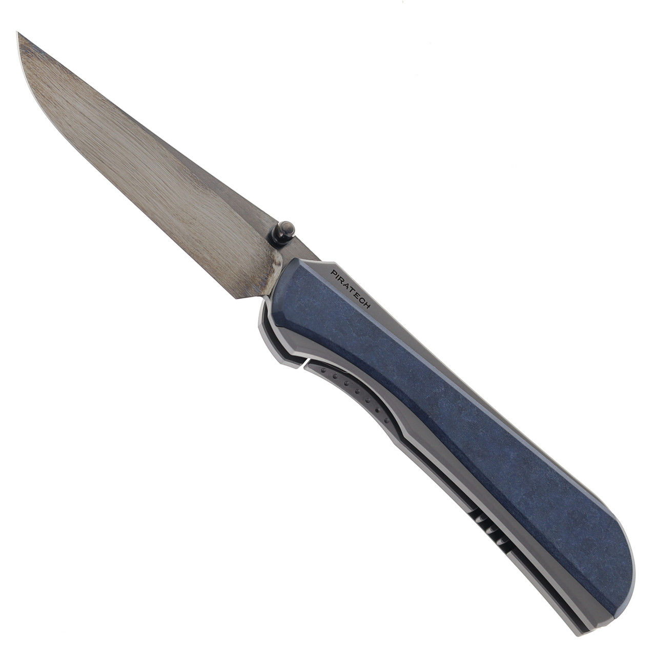 Piratech Knives Saga Folding Knife Black/Blue Titanium/Richlite