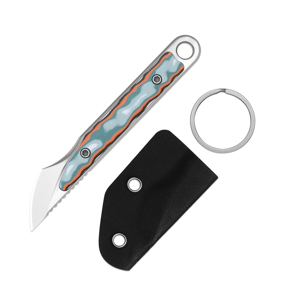 Kizer Cannoli Fixed Blade Knife Multicolor Vortex Pattern Micarta