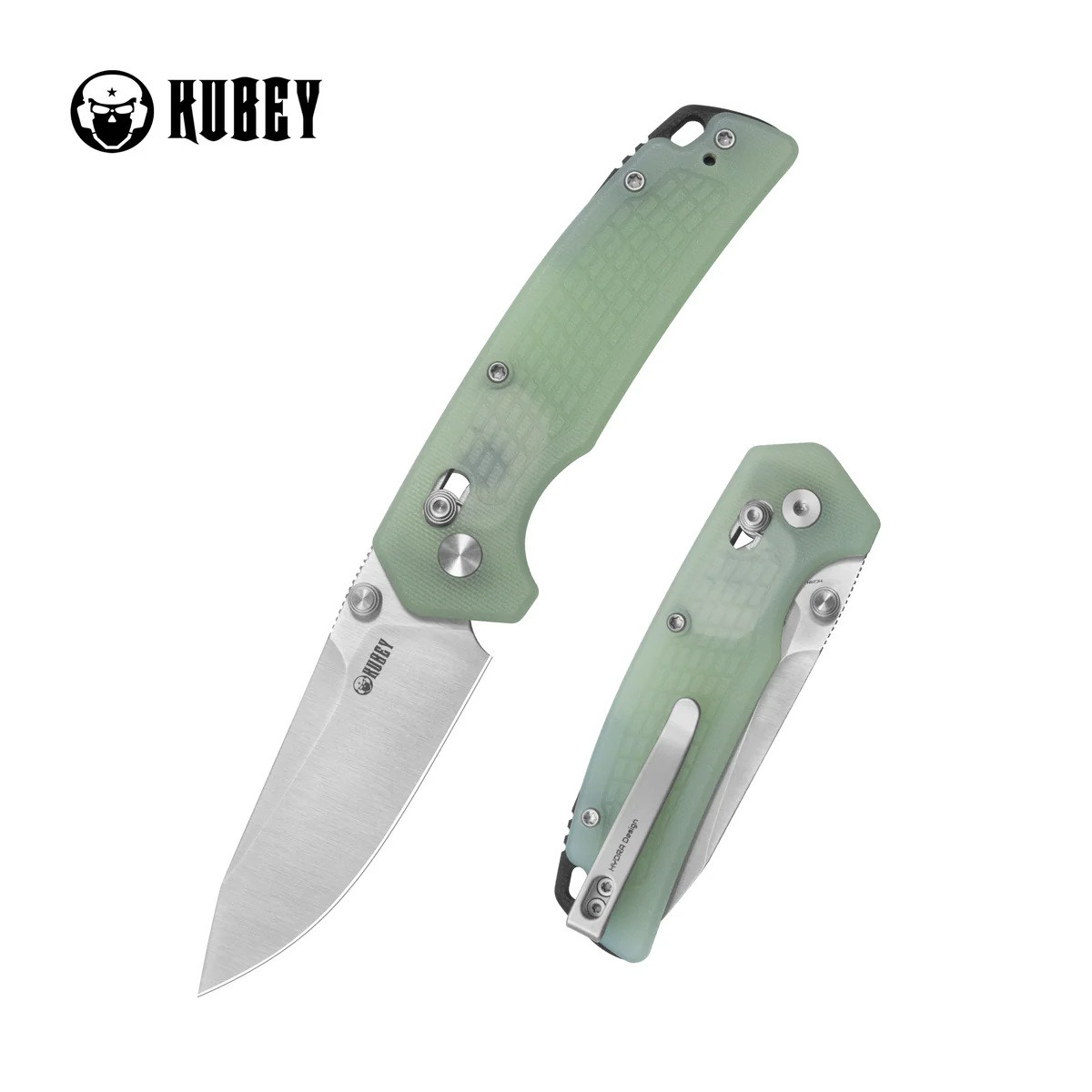 Kubey Freki Folding Knife Jade G10 Handle 14C28N Drop Point Plain
