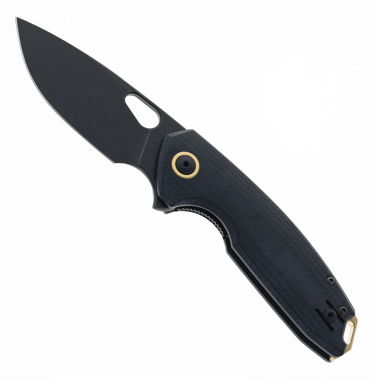 momo Giant Mouse Folding Knife Double Black Canvas Micarta Handle