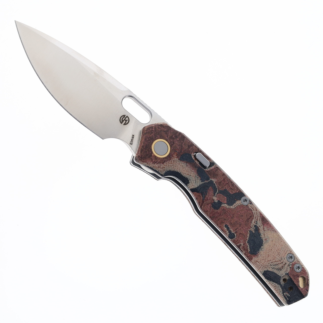 Vosteed Folding Knife Canvas Rag Burl/Red Current Micarta Handle