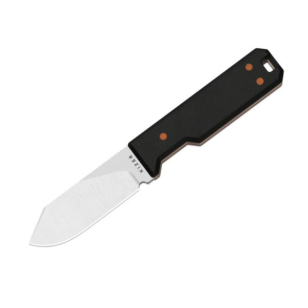 Kizer Abrams Fixed Blade Knife Black/Orange G10 Handle 14C28N Spey