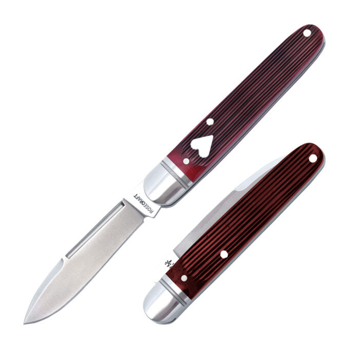 RoseCraft Tuckahoe Jack Folding Knife Red Barnboard Jigged Bone