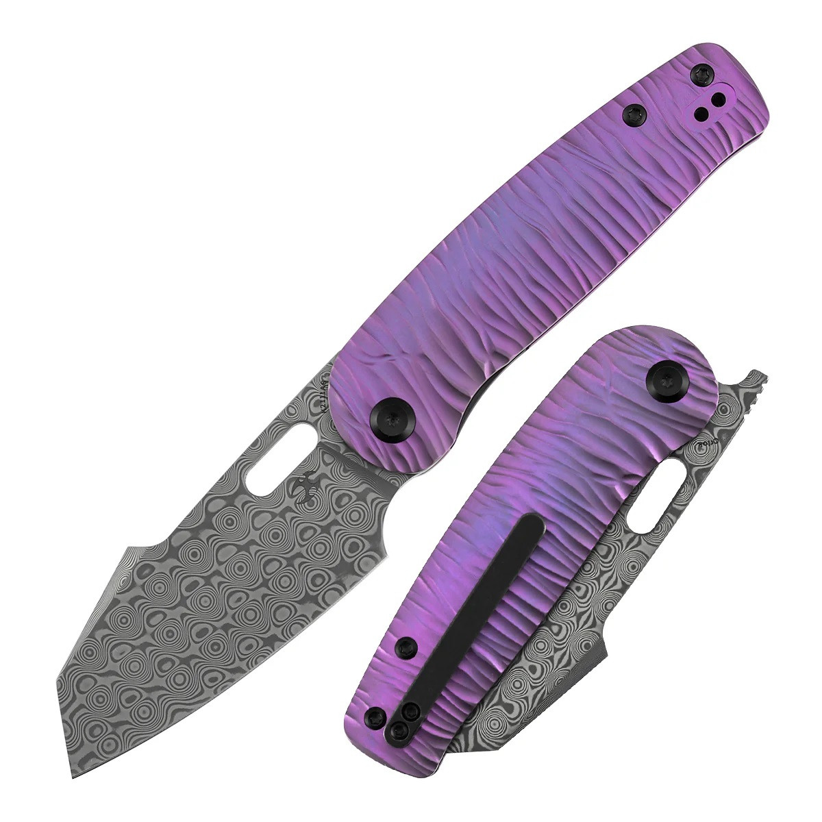 Kansept Orlok Folding Knife Purple Anodized Titanium/Micro Rock