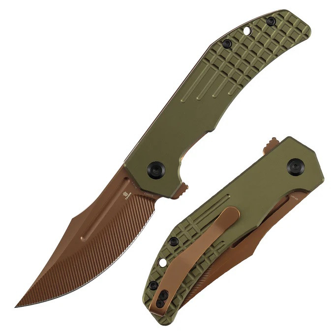 Tenable Orion Folding Knife Green Aluminum Handle Nitro-V Clip