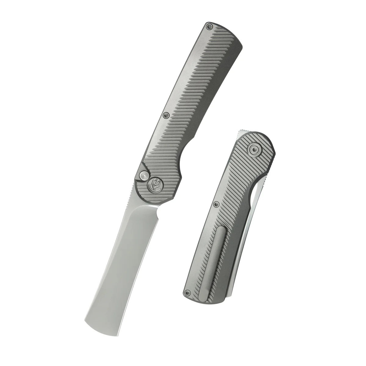 a KB Ikul Folding Knife Sandblast Titanium Handle M390 Razor Plain