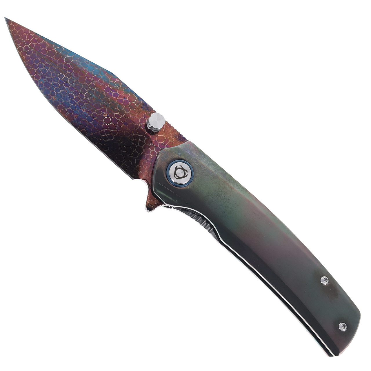 タイサンボク　リトルジェム⑥ SixLeaf Folding Knife Color Zirconium Handle Dragon Damascus Plain