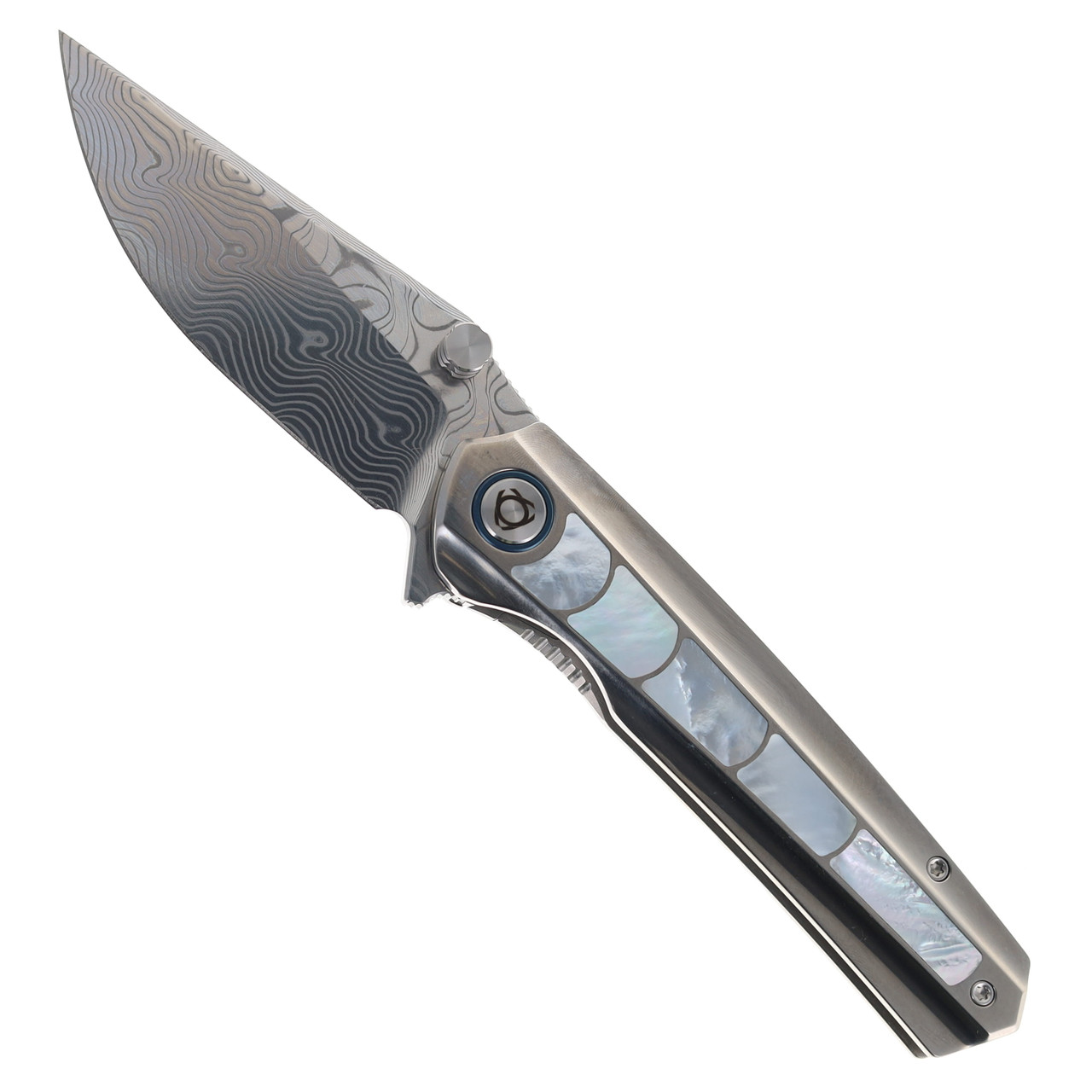 マイフリーダム4【steel】 SixLeaf Folding Knife Titanium/Mother of Pearl Handle Damascus