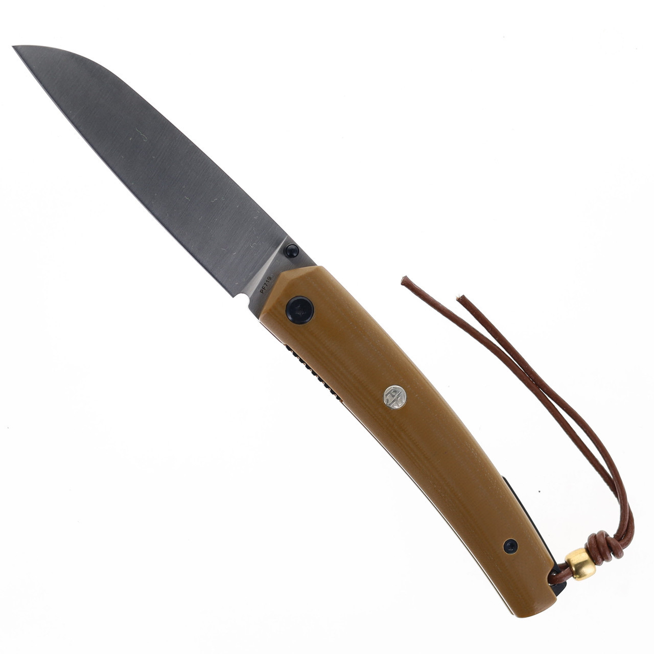 Open Box/ Return Petrified Fish Folding Knife Brown G10 Handle