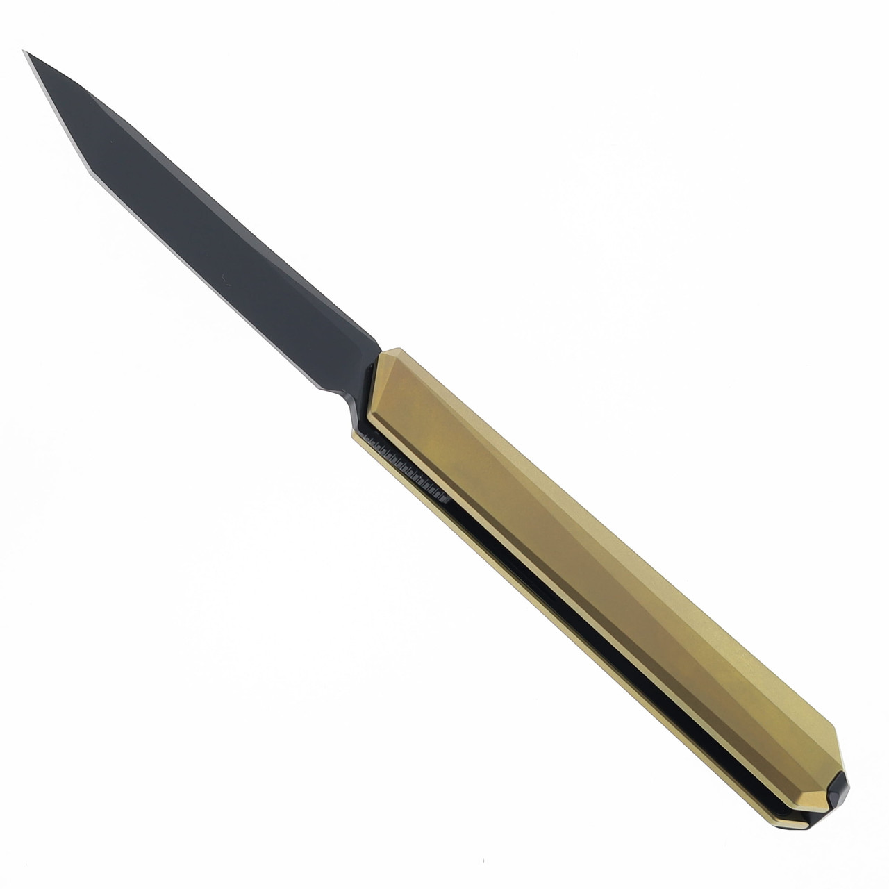 Remette Eligo Folding Knife Gold Titanium Handle M390 Tanto Plain