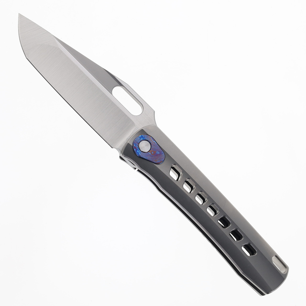 TwoSun Folding Knife Titanium/Timascus Inlay Handle M398 Plain