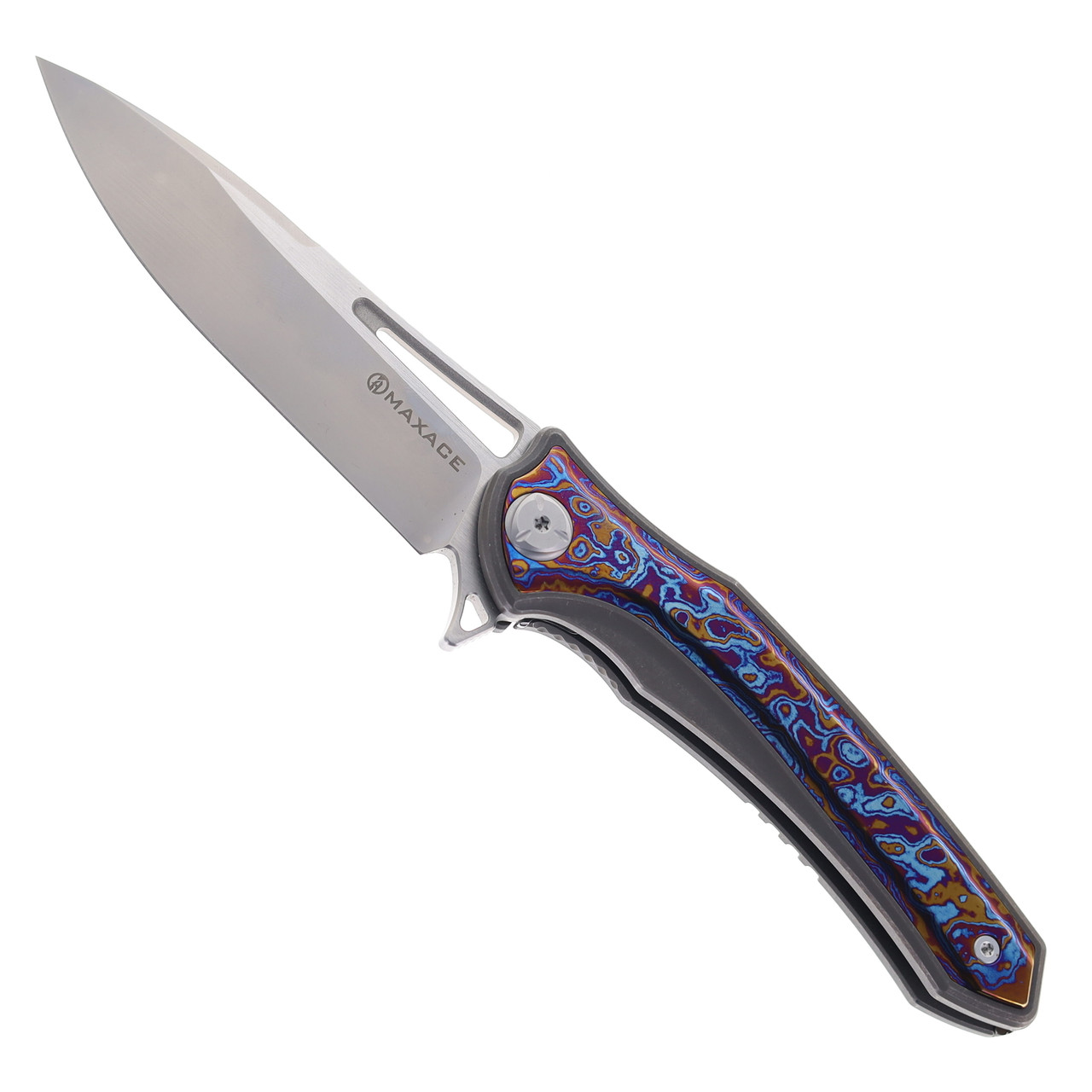 モモ専用 Maxace Amber III Folding Knife Timascus Handle M390 Plain Edge MCA302