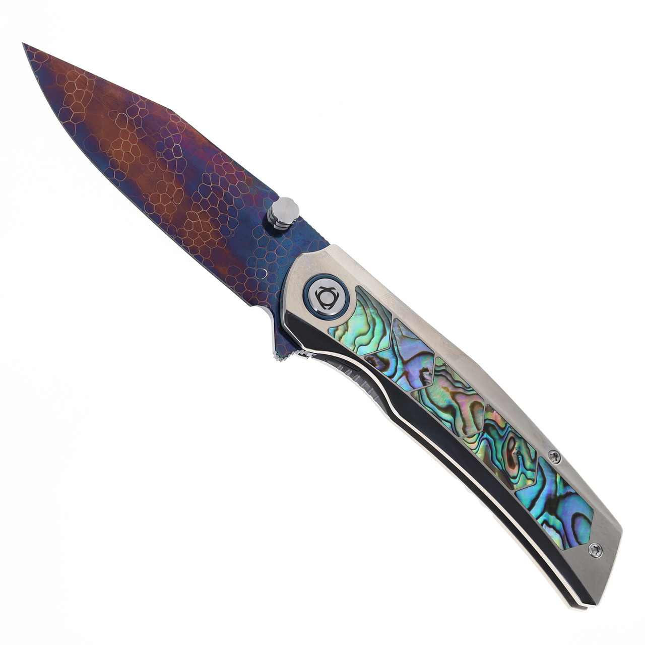 SixLeaf Folding Knife Silver Titanium/Mother of Pearl Handle