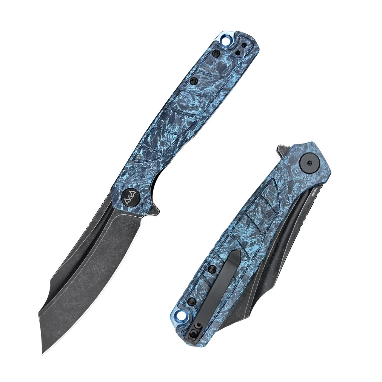 Wixco Splark Folding Knife Blue Shredded Carbon Fiber Handle
