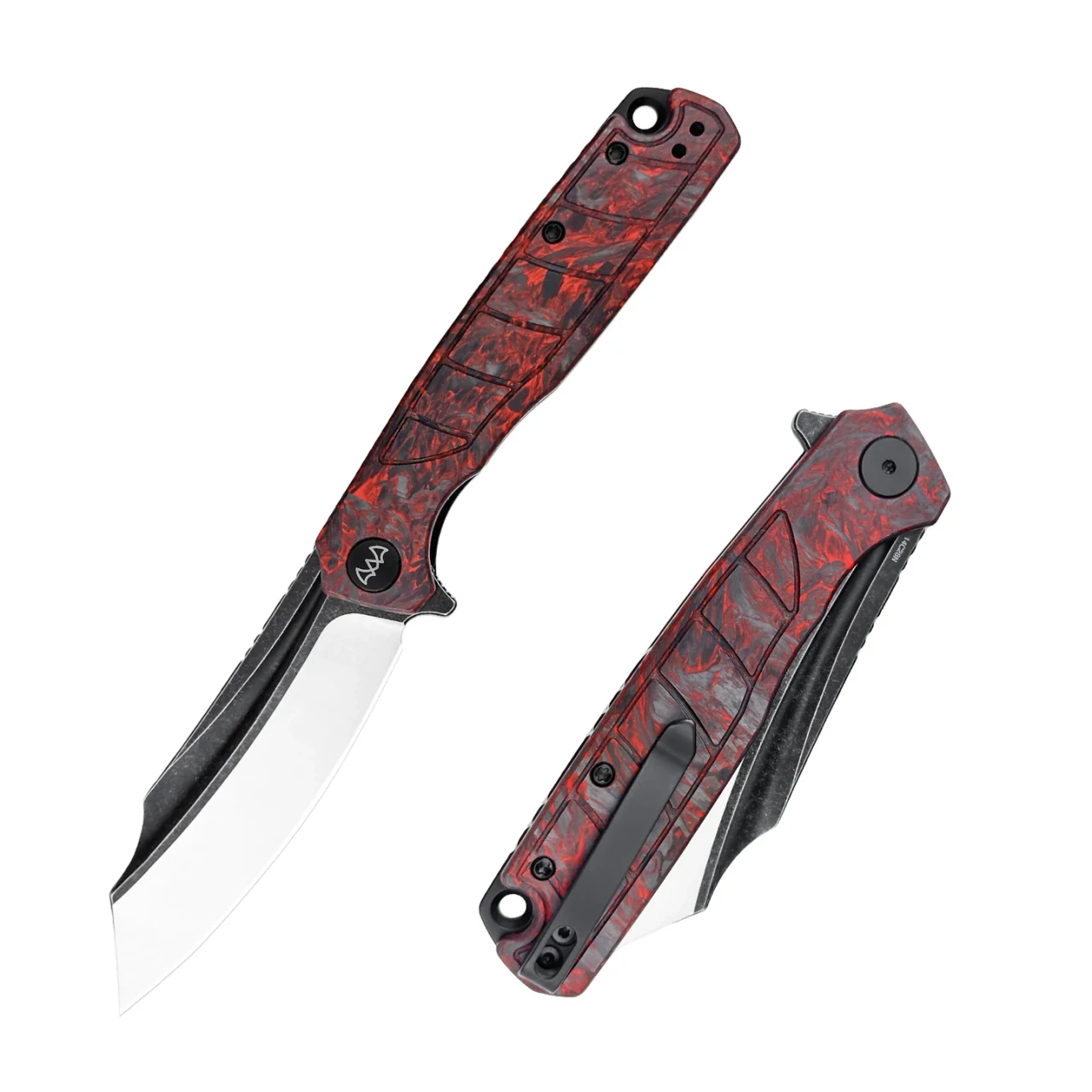 Wixco Splark Folding Knife Red Luminous Shredded Carbon Fiber