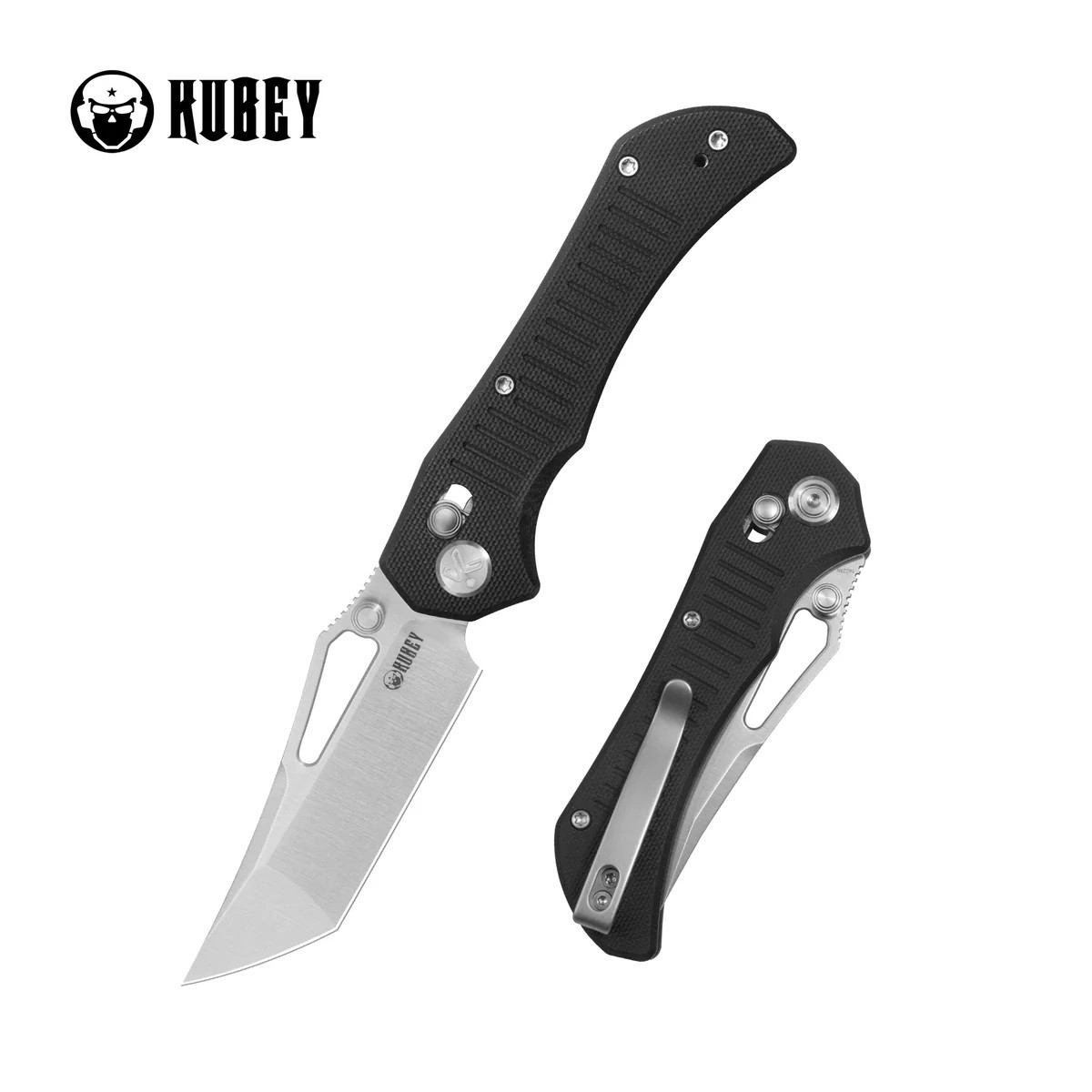 クー Kubey Tantorian Folding Knife Black G10 Handle 14C28N Tanto Plain