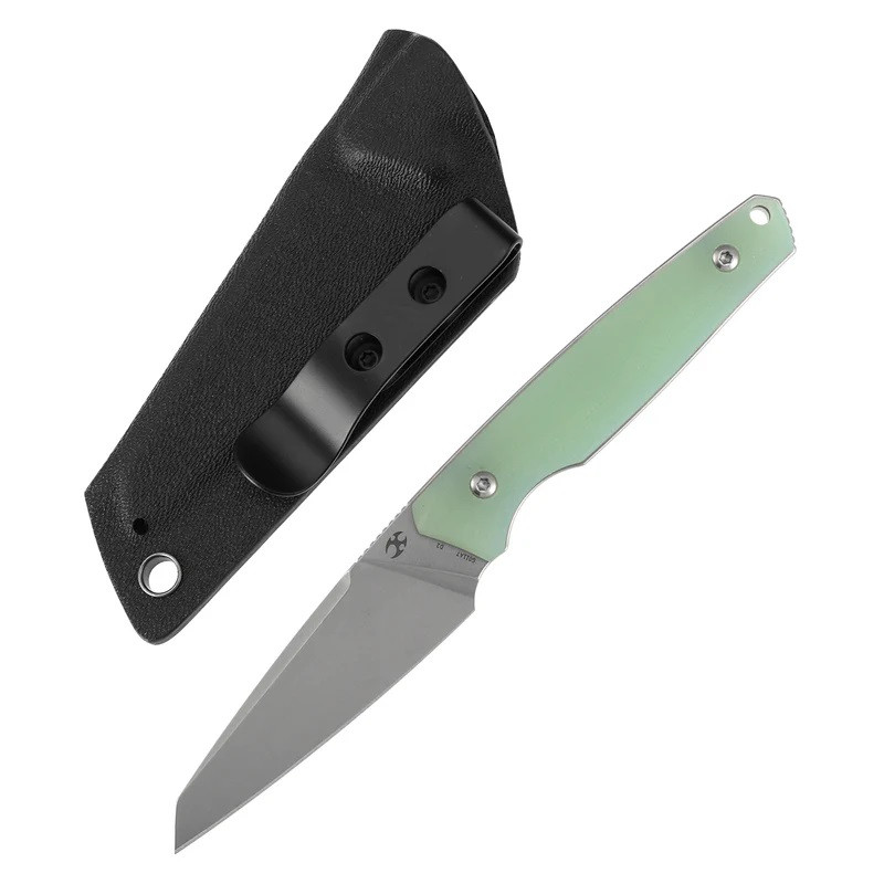 Kansept Parr Fixed Blade Knife Jade G10 Handle D2 Drop Point Plain