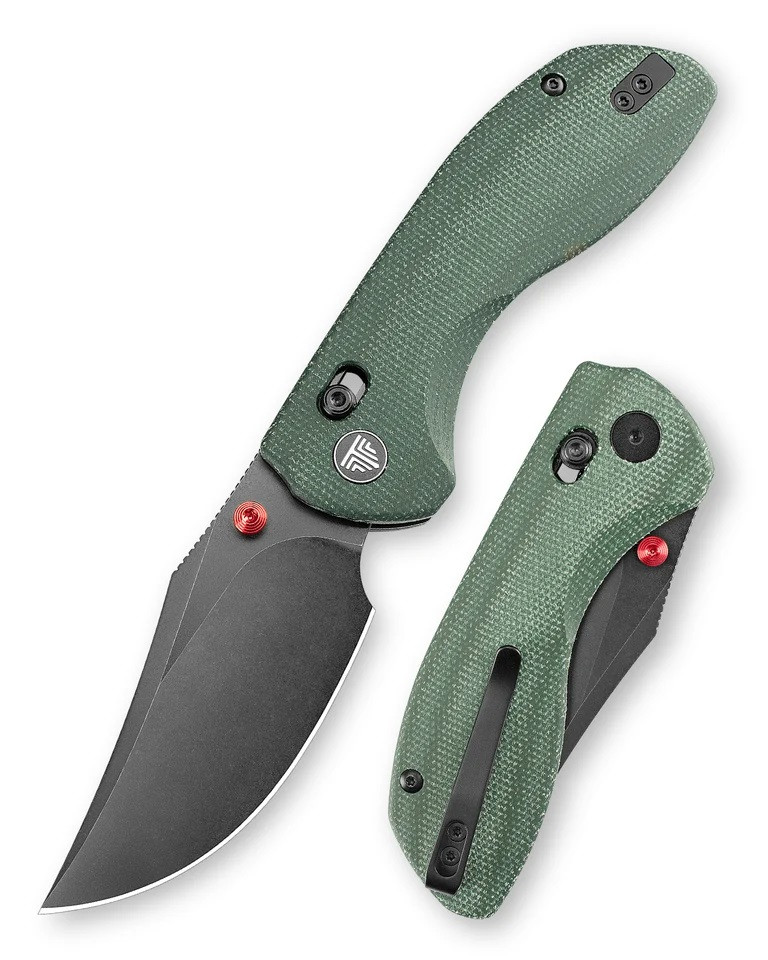 TRIVISA Hippo Folding Knife Green Micarta Handle 14C28N Plain Edge