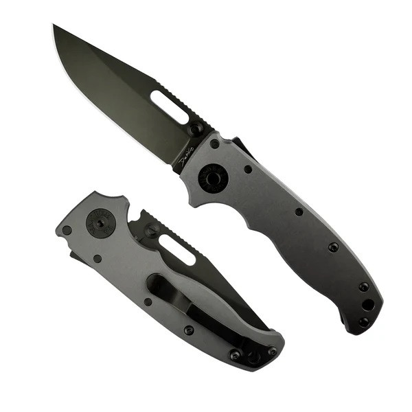 Demko AD20.5 Stealth 20CV Black Aluminum Handle Plain DLC Clip