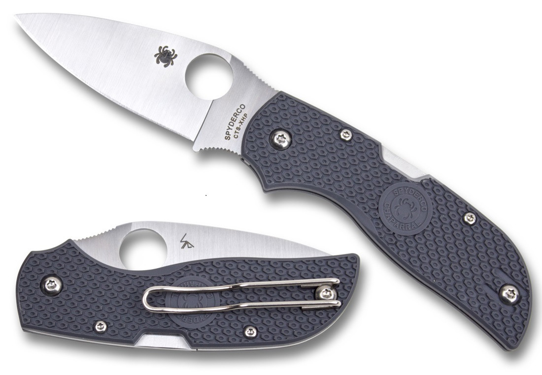 Spyderco Chaparral Lightweight Knife Gray FRN Handle Plain CTS-XHP