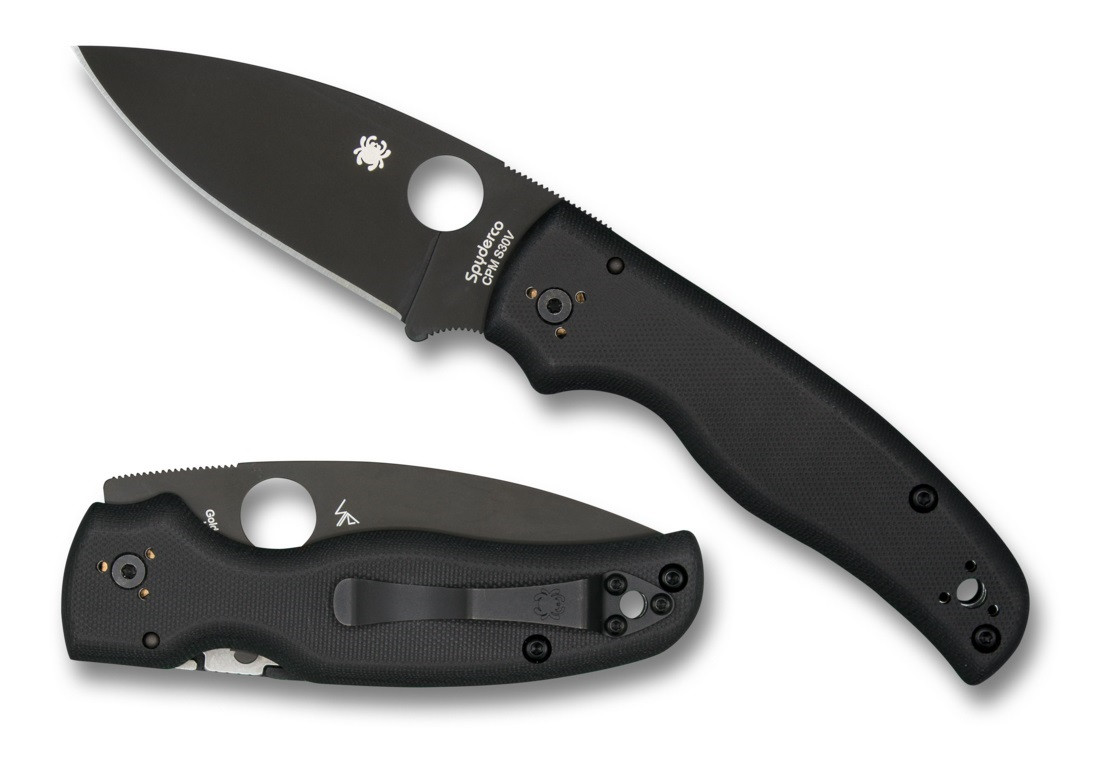 Spyderco Shaman Knife Black G-10 Handle Black CPM-S30V Blade C229GPBK