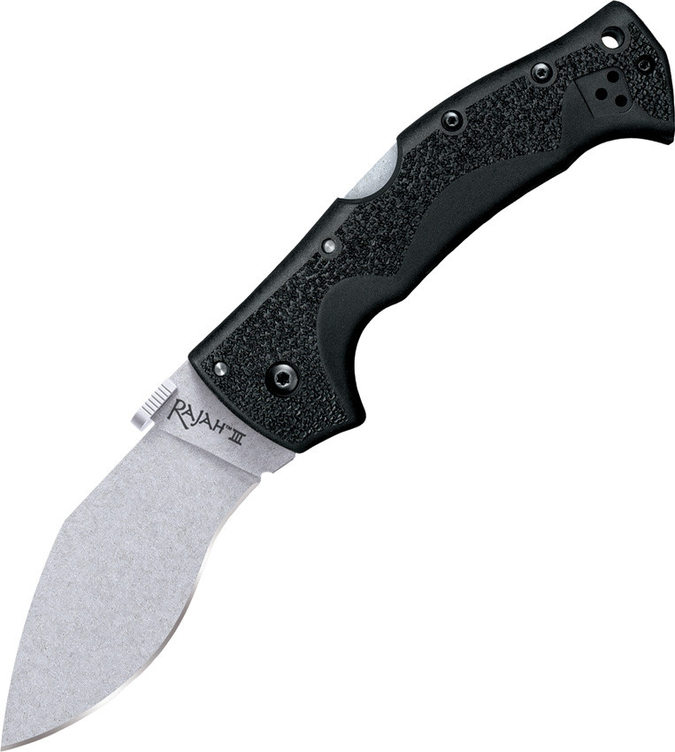 Cold Steel Rajah 3 Lockback Knife Black Griv-Ex Handle Stonewas