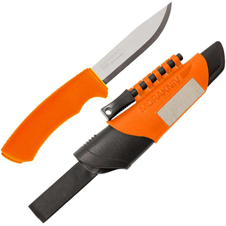 Mora Knives Bushcraft Fixed Blade Knife Orange Handle Plain Edge
