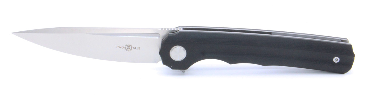 TwoSun TS89-G10 Liner Lock Folding Knife Black G10 Handle Plain D2